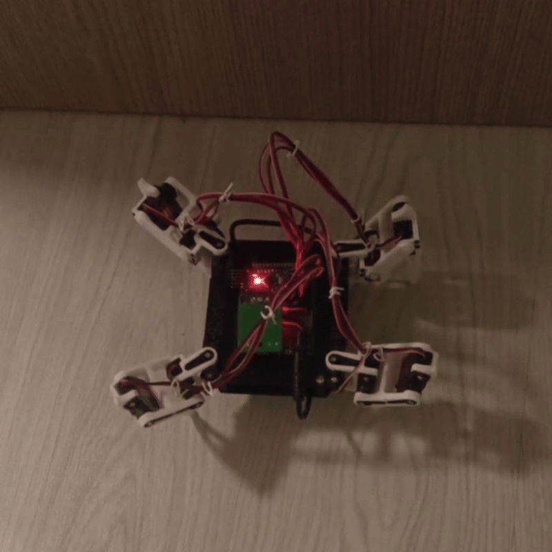 The Quad Legged Spider Bot moving - top view.